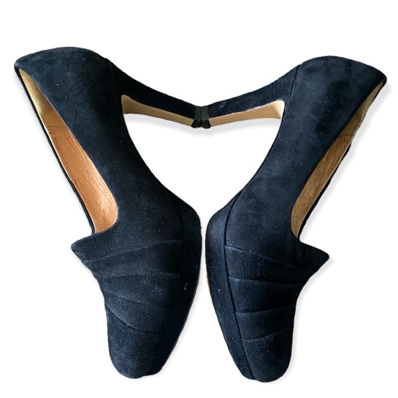 Clarks Delsie Joy Black Suede Heels - Picture 2 of 7